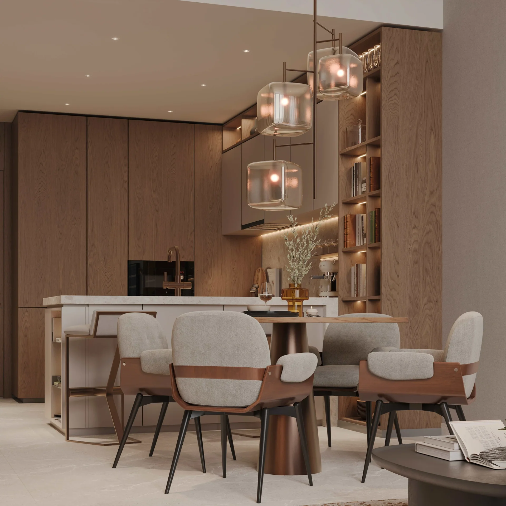Kitchen and dining area interior at The Archive by Imtiaz