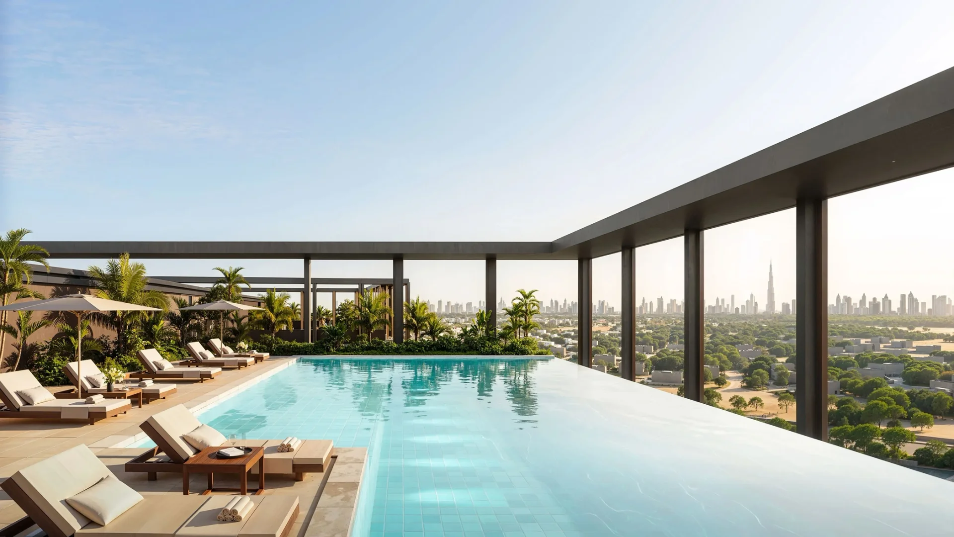 Rooftop swimming pool with skyline views at The Archive by Imtiaz