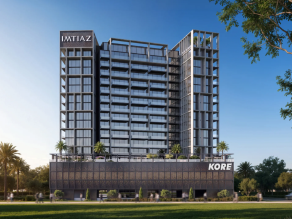KORE by Imtiaz tower exterior in Dubai Land Residence Complex
