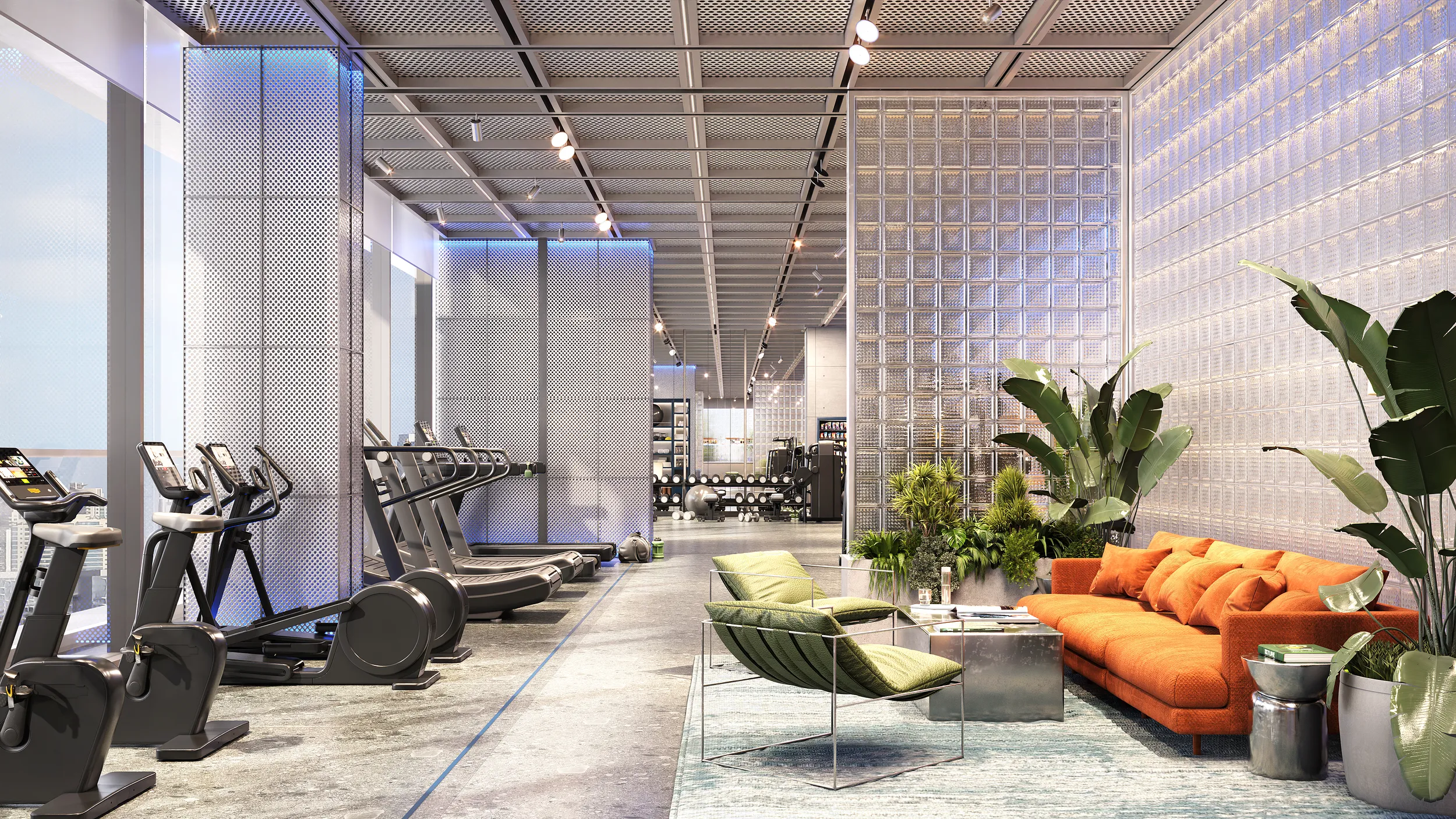 Gym and residents' lounge at KORE by Imtiaz