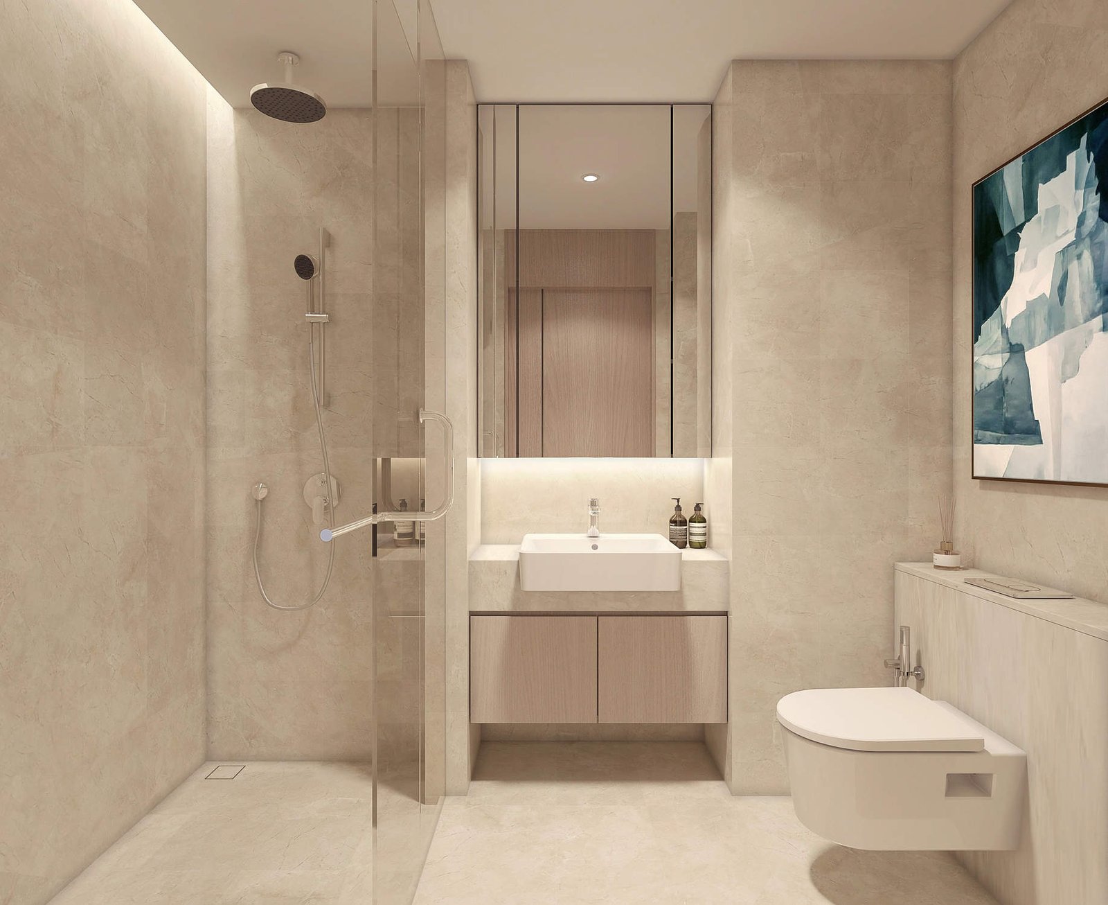 Bathroom with marble vanity at The Views by Ardee