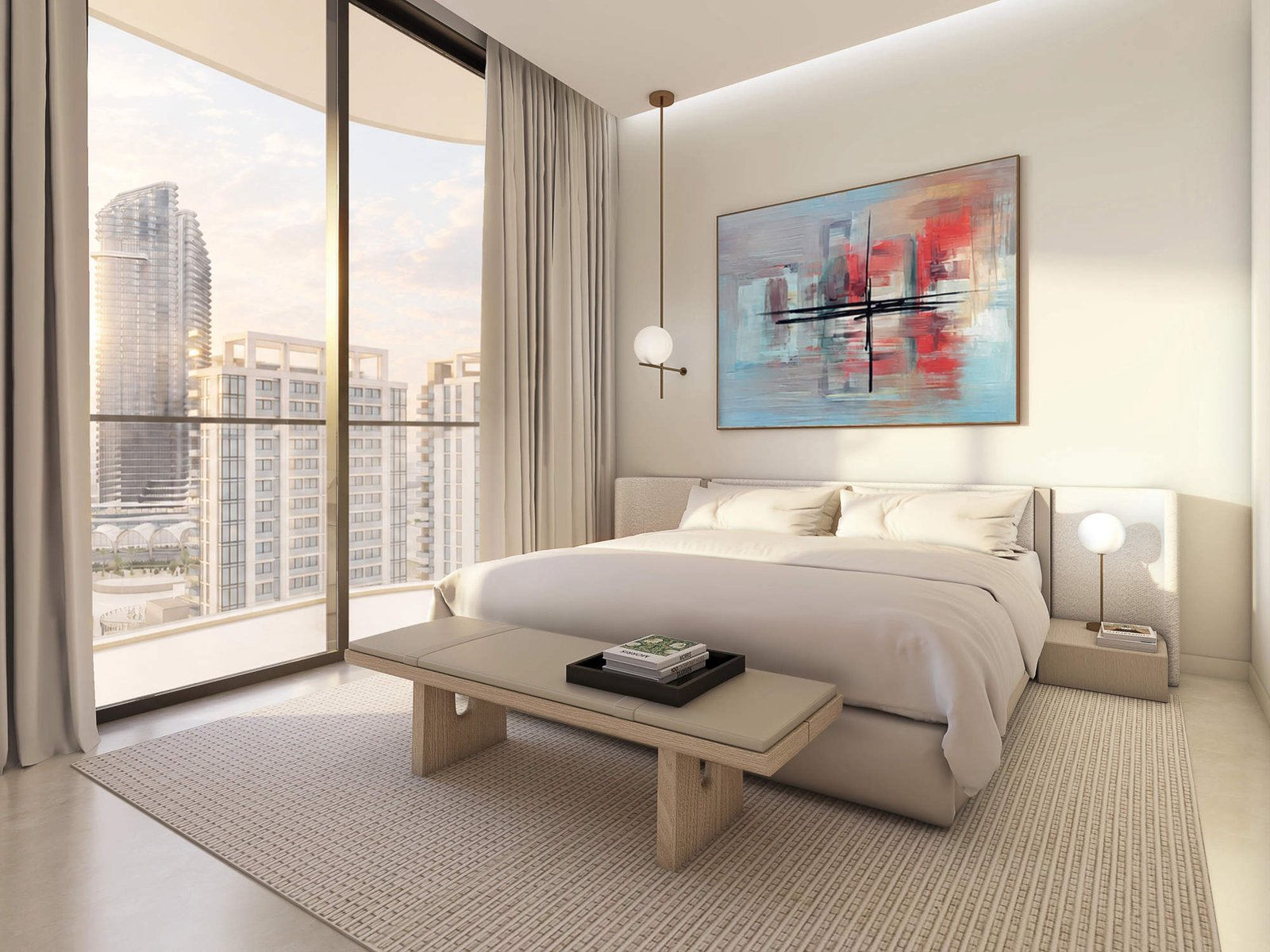 Apartment bedroom with balcony at The Views by Ardee