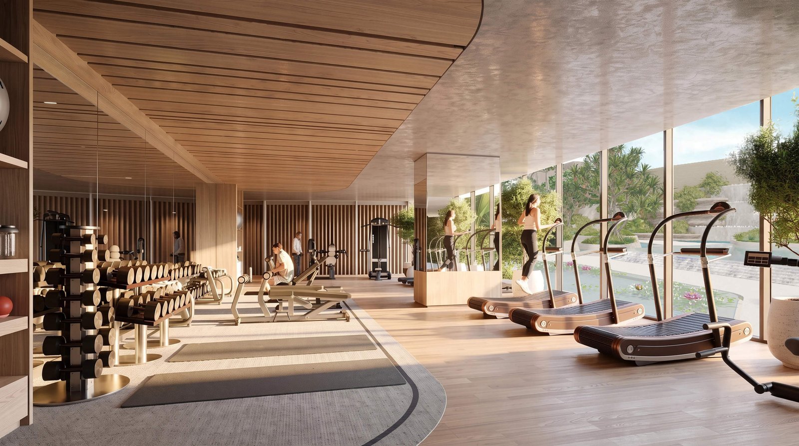 Fitness centre with pool views at The Views by Ardee